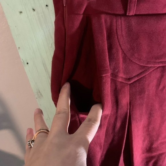 Tanming Red Lined Wool Blend Skirt with Pockets. Side Zipper Closure. Size L NWT - Picture 2 of 8